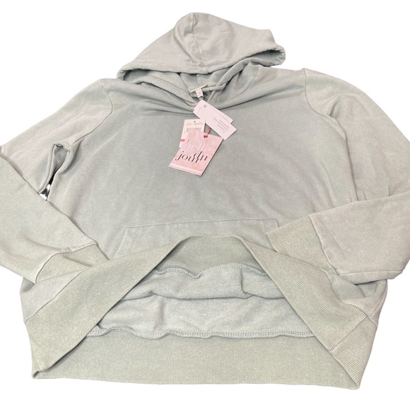 Belle du Jour Womens Pullover Hoodie Large L Cobalt Green Front Pocket Stretch - Picture 7 of 15
